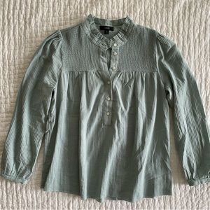 JCrew Soft Gauze Garden Long Sleeve Smocked Top
